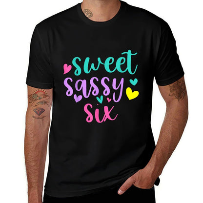 6th Birthday Sweet Sassy Six Girls 6 Years Old Birthday  Tagless Design T-Shirt