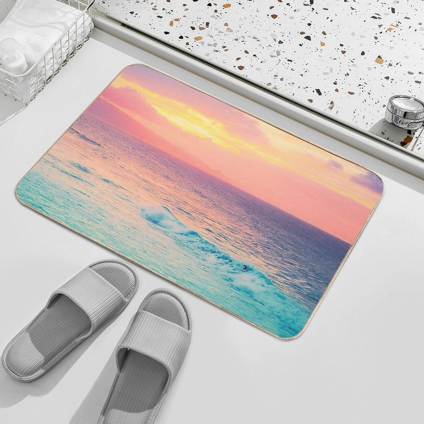 Hookipa Surf Sunset  Repositionable Bath Mat