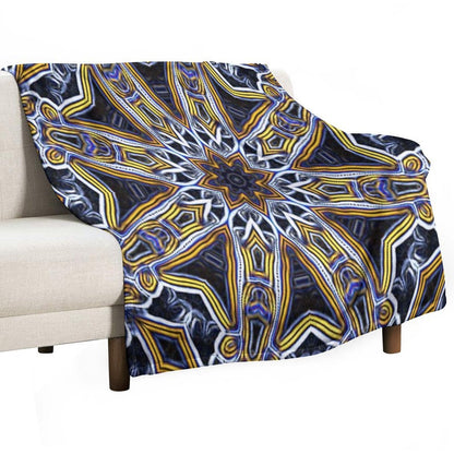Mandala Eight Petal Talisman Yellow Plush Throw Blanket