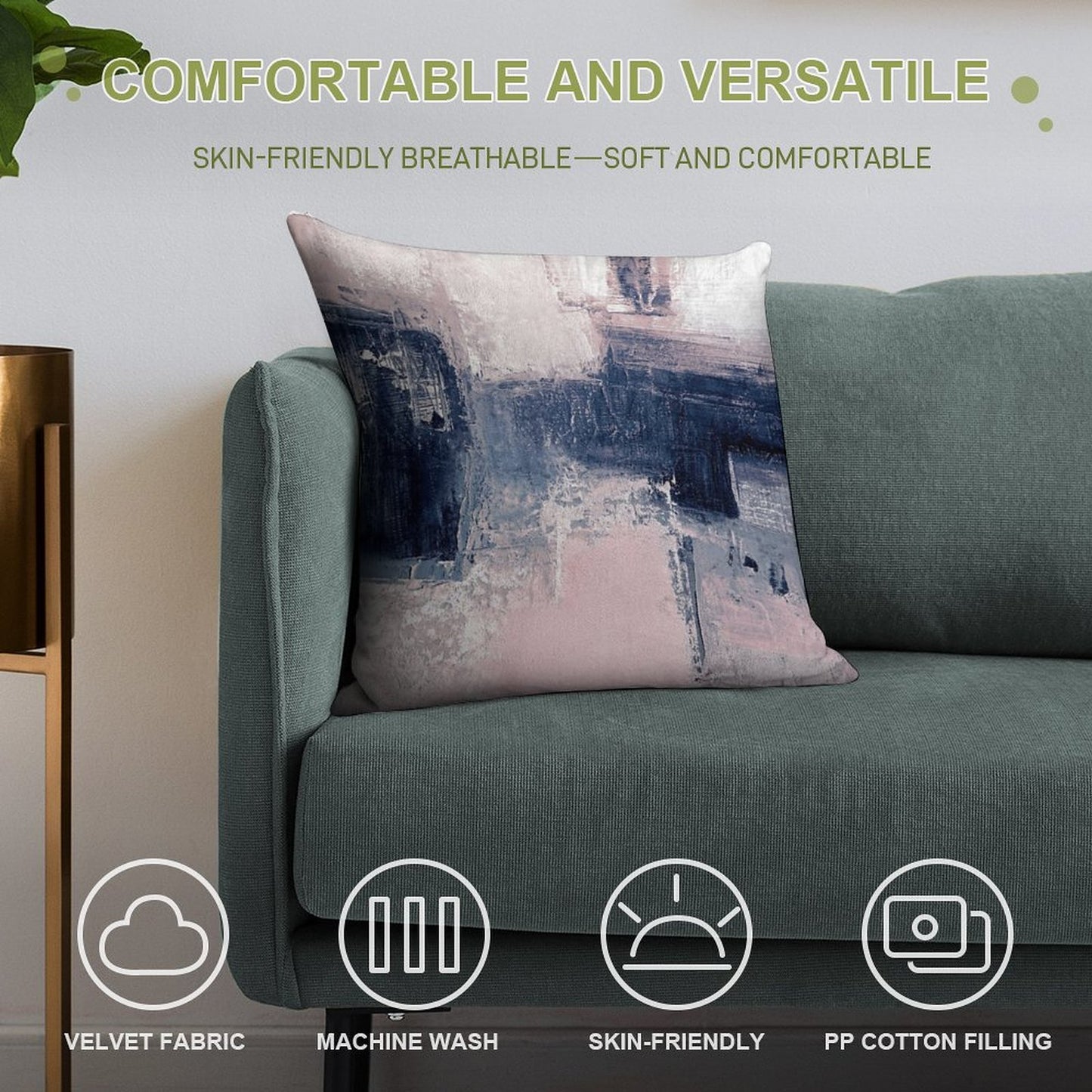 Pink And Navy 2 Soft Fade-Resistant Throw Pillow