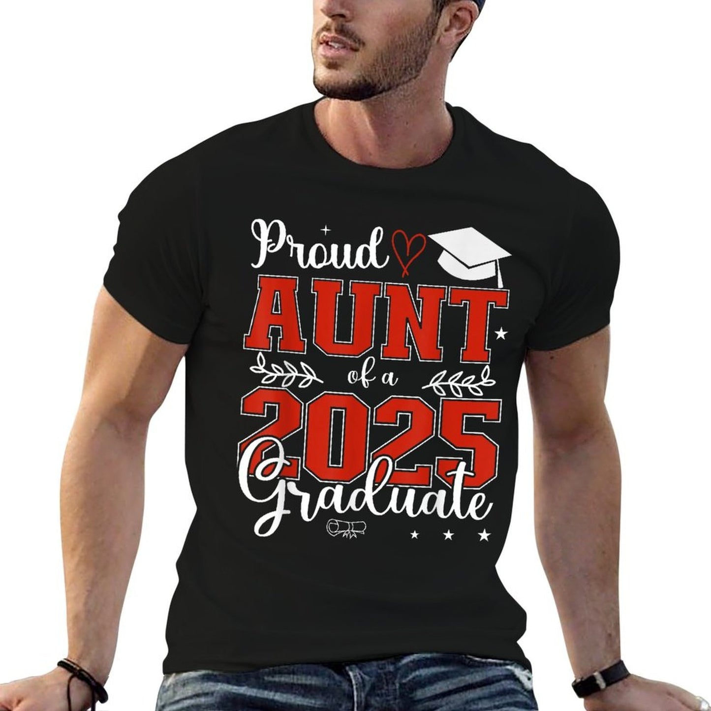 Proud Aunt of A Class of 2025 Graduate for Graduation  Heathered Texture T-Shirt