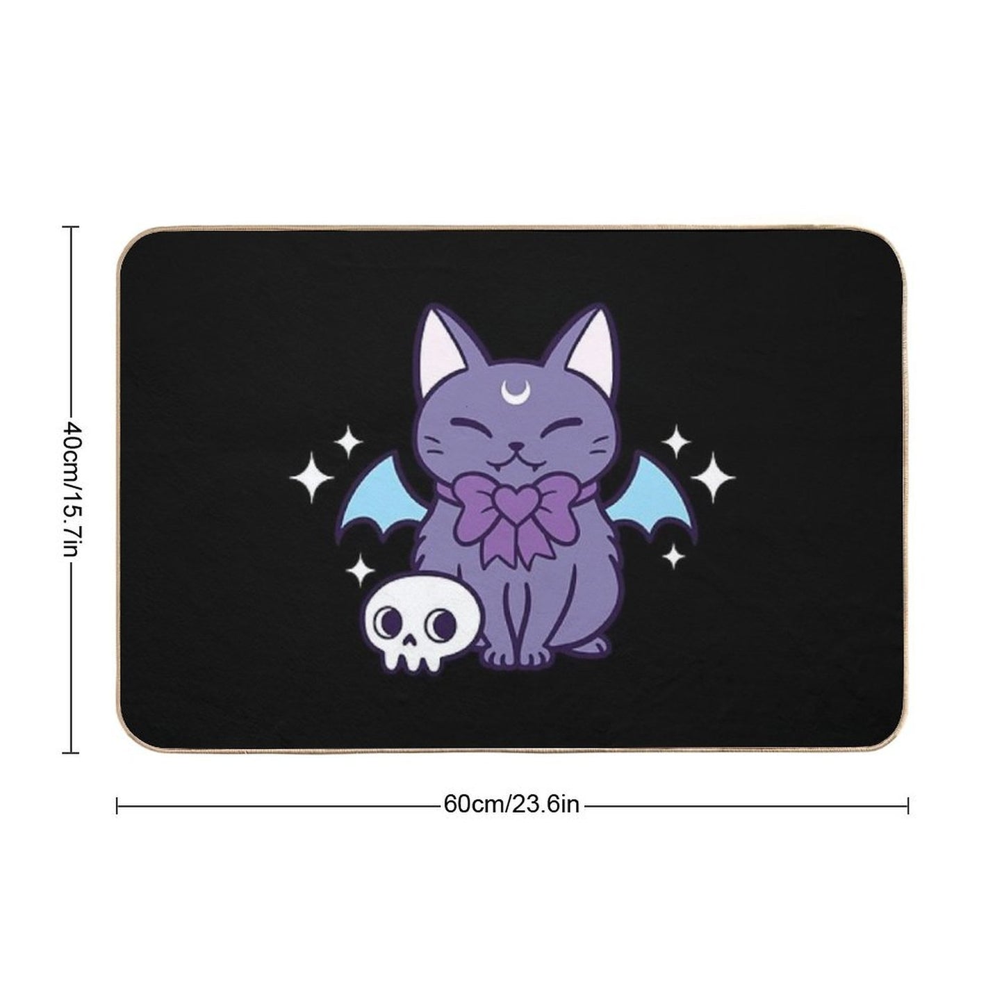 Bat Kitten  Black  Nikury Durable Bath Mat