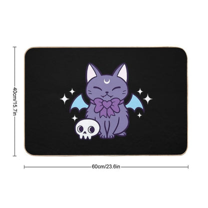 Bat Kitten  Black  Nikury Durable Bath Mat