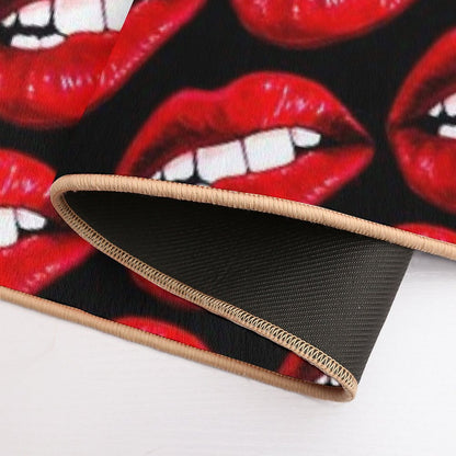 Lip Pattern - Black  Stain-Proof Bath Mat