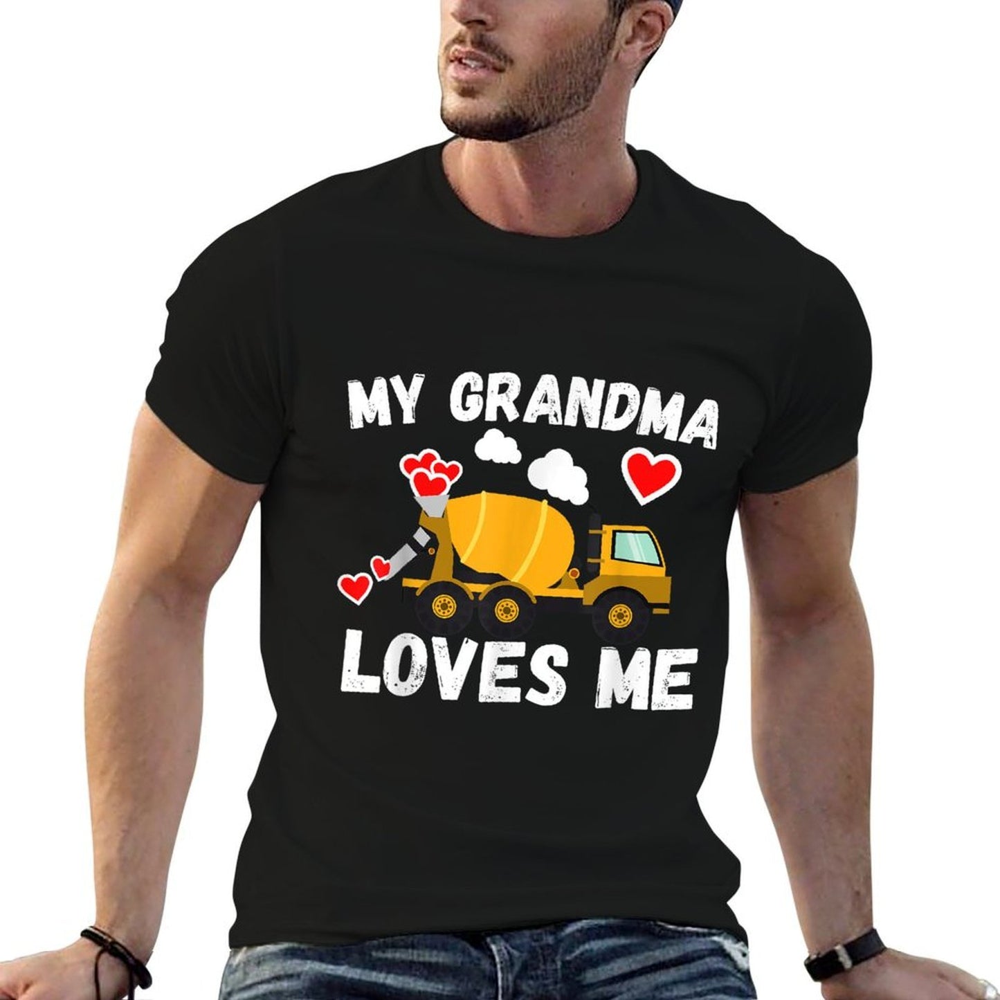 My Grandma Loves Me Boys Kids Grandson Cement Truck Gift  Polyester Blend T-Shirt