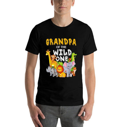Grandpa of The Wild One Zoo Birthday Safari Jungle Animal  Stretchy T-Shirt
