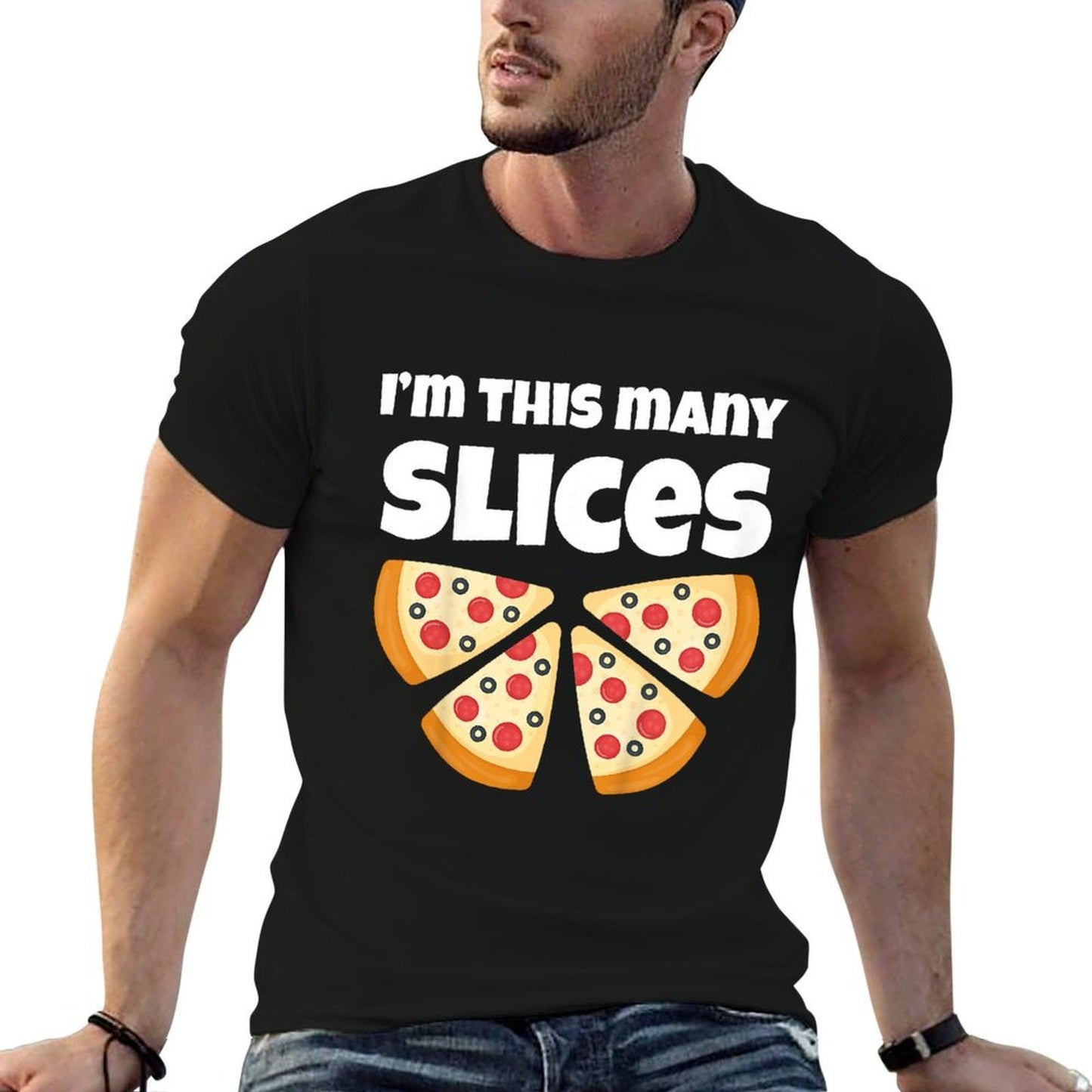 Kids Cute Pizza 4th Birthday I'm This Many Slices 4-Year-Old  Polyester Blend T-Shirt