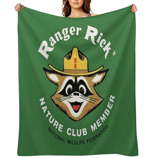 Ranger Rick's Nature Club Vintage Member Badge Plush Throw Blanket
