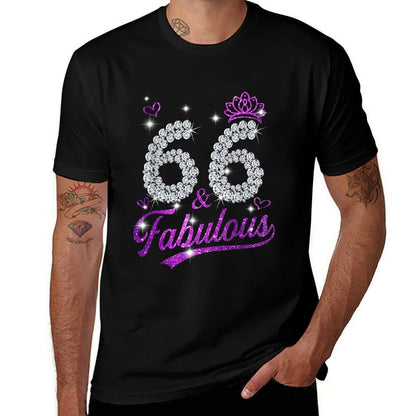 66 & Fabulous 66 Year Old 66th Birthday Diamond Crown Pink  Eco-friendly Material T-Shirt