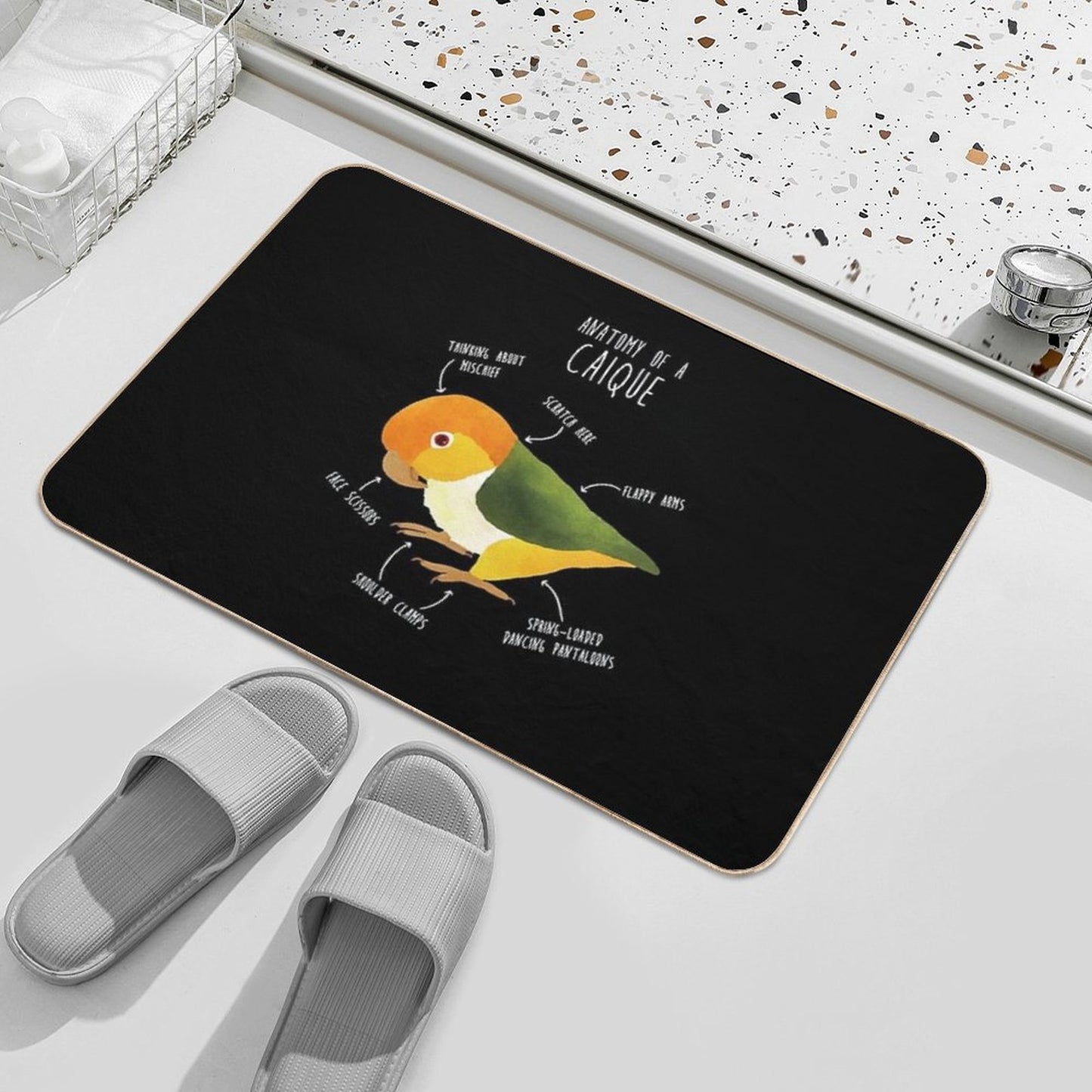 Anatomy of A White-Bellied Caique  Repositionable Bath Mat