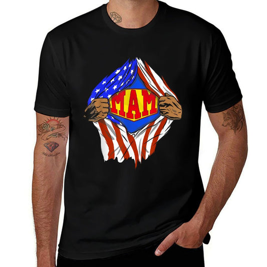 Funny Super Mam Hero Family  Heathered Texture T-Shirt