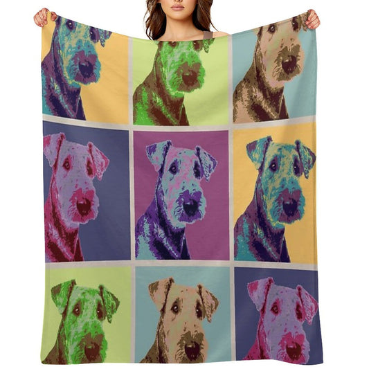 Airedale Terrier Pop Art Grid Premium Throw Blanket