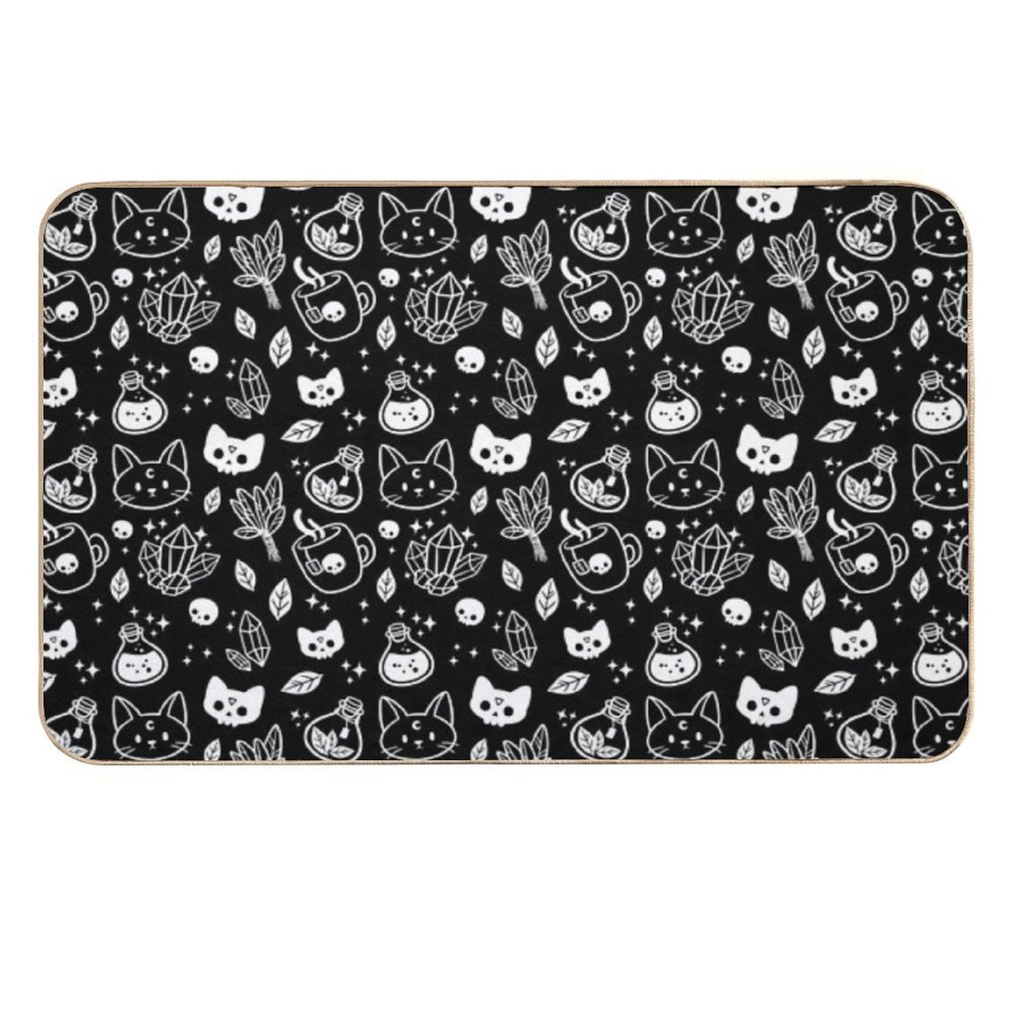 Herb Witch  Black And White  Nikury Durable Bath Mat