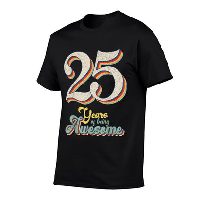 25 Years Of Being Awesome Retro Vintage 25th Birthday  Ribbed Collar T-Shirt