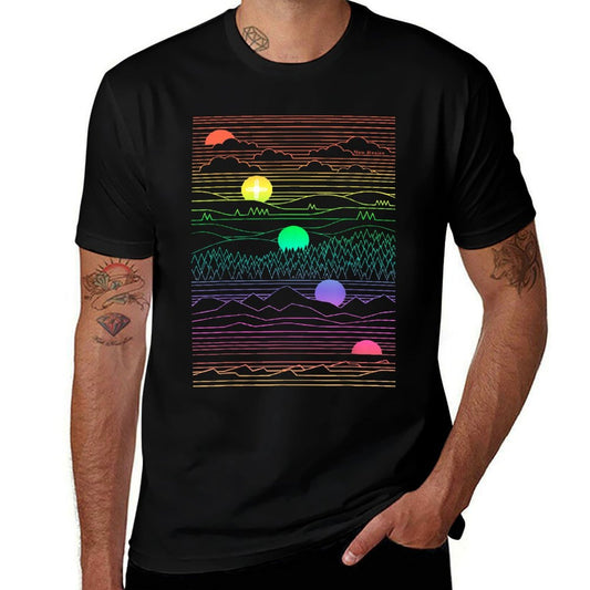 New Mexico State Zia Landscape Line Art Design  Polyester Blend T-Shirt
