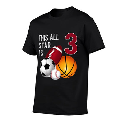 Kids This All Star Is 3 Years Old Gift For Kids Birthday  Summer-ready Fabric T-Shirt