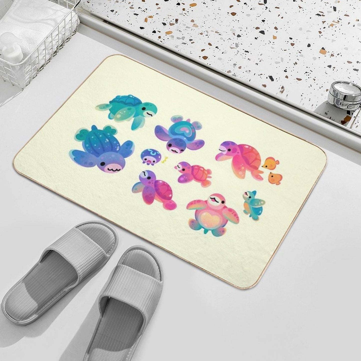Sea Turtle - Bright  Stain-Proof Bath Mat