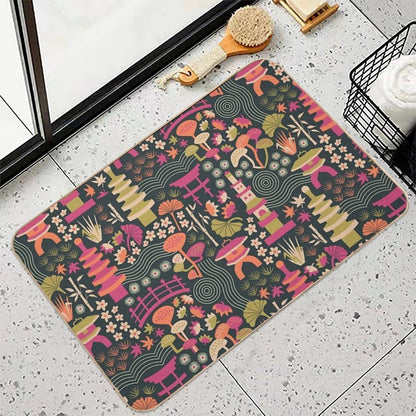 Zen Garden Based on The Japanese Tea Garden in Golden Gate Park  Absorbent Bath Mat