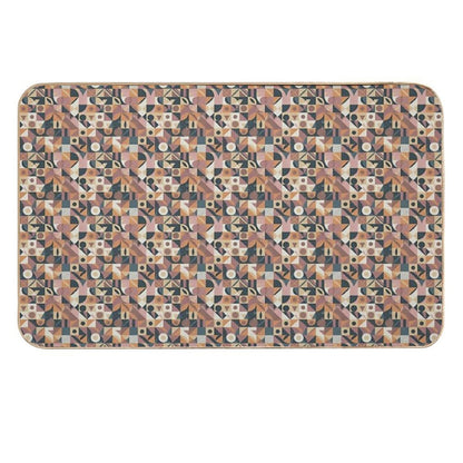 Bauhaus Style Geometric Abstract Pattern  Repositionable Bath Mat