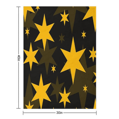 Retro Pop Art Yellow Star Pattern Premium Throw Blanket