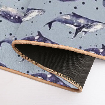 Watercolor Whale Trio in Grey  Eco-Friendly Bath Mat