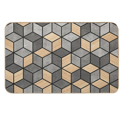 Concrete And Wood Cubes  Multi-Purpose Bath Mat