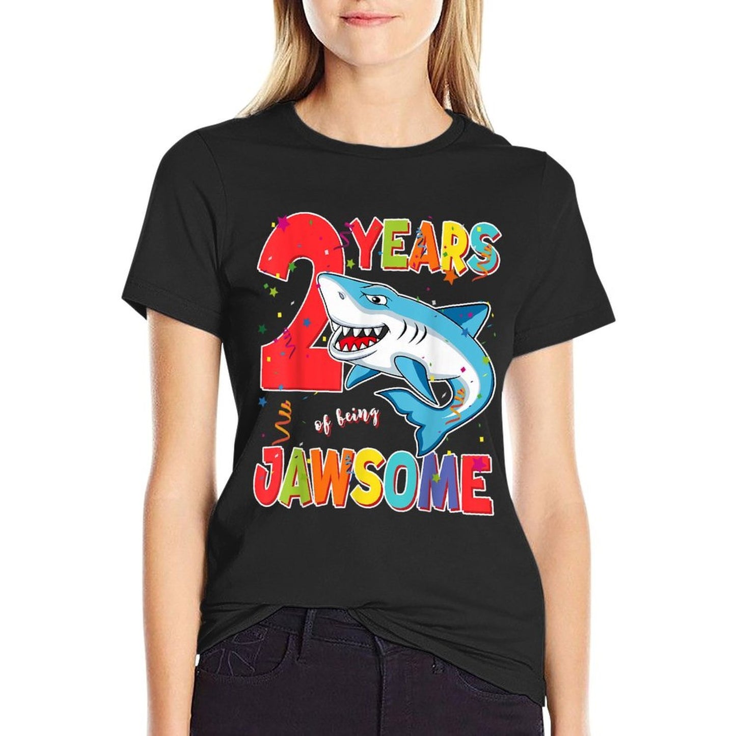 2 Year Old Boys Kids JawSome Shark 2nd Two Year Birthday  Easy-care T-Shirt