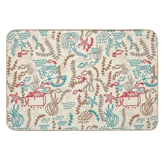 Cute Mermaids Pattern  Dirt-Trapping Bath Mat