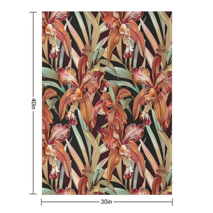 Autumn Orchid Splendor Machine-washable Throw Blanket