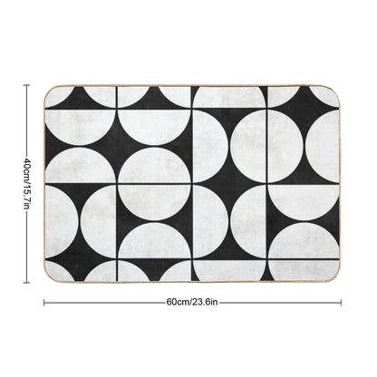 Mid-Century Modern Pattern No.2 - Black And White Concrete  Non-Slip Bath Mat