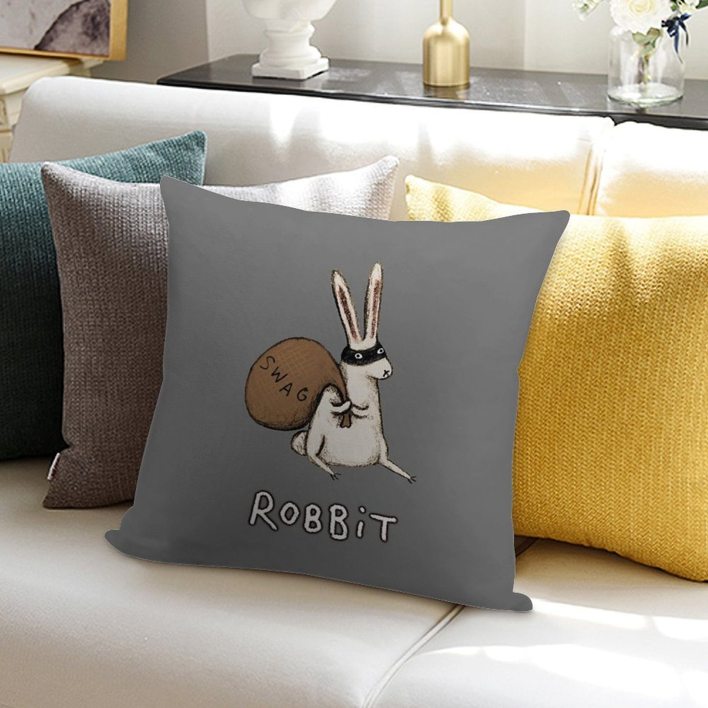 Robbit Soft High-Density Material Throw Pillow