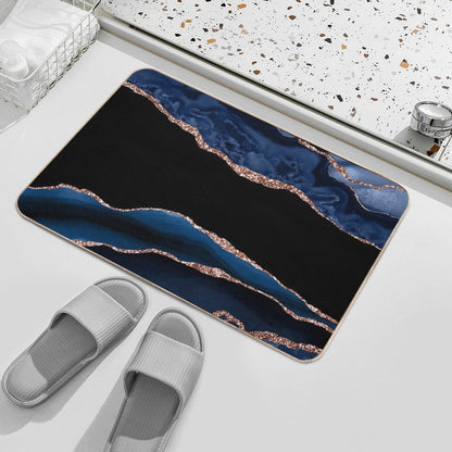Blue And Rose Gold Agate  Long-Lasting Bath Mat
