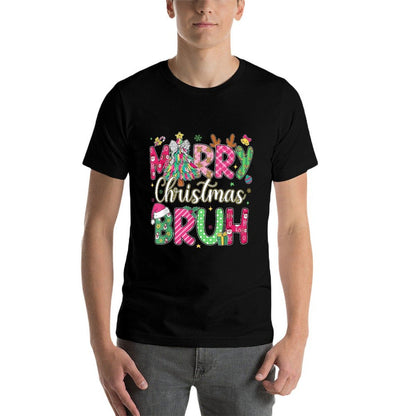 Bruh Christmas Kids Xmas Menn Boys Funny Christmas  Polyester Blend T-Shirt