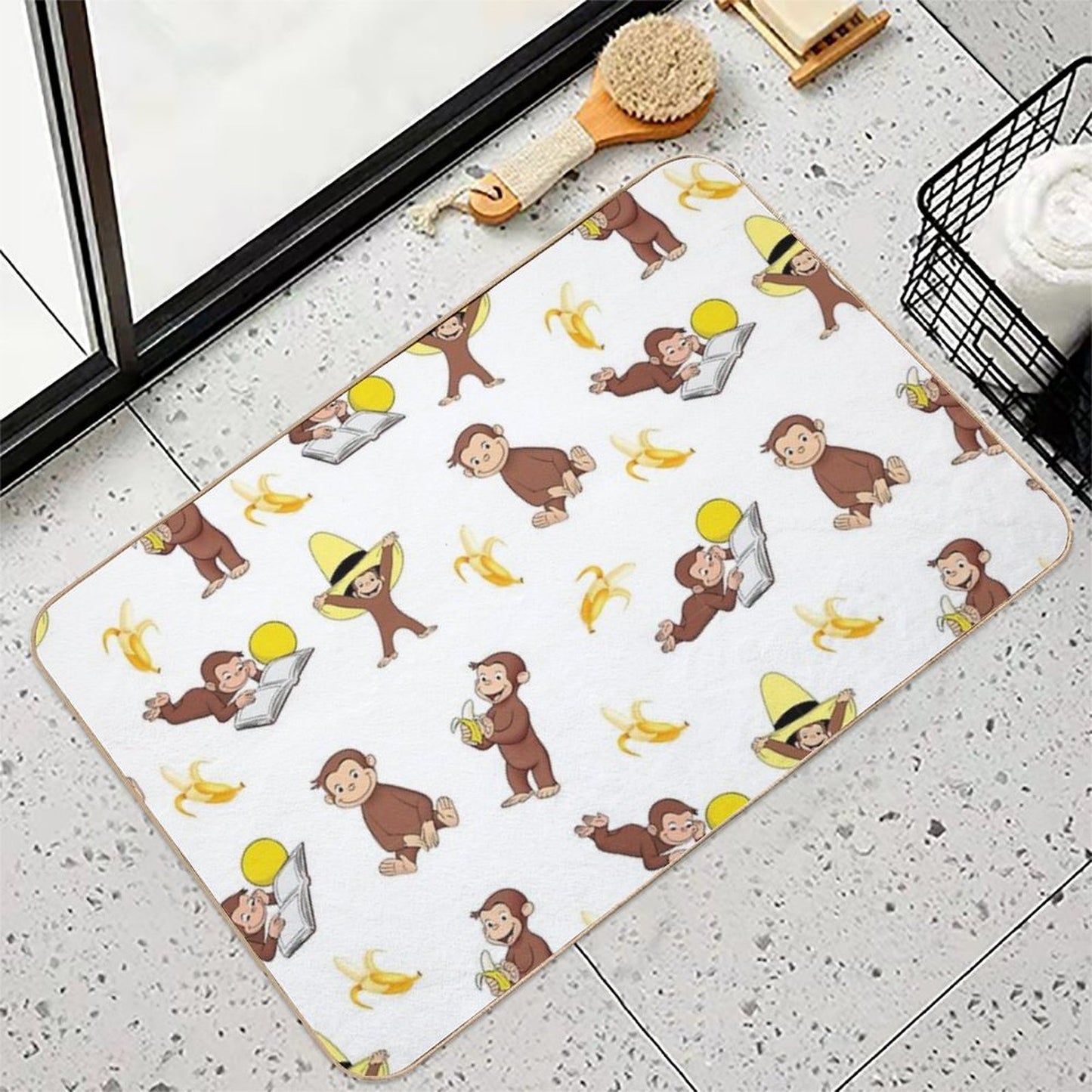 George The Curious Monkey Cartoon for Kids Pack  Fade-Resistant Bath Mat