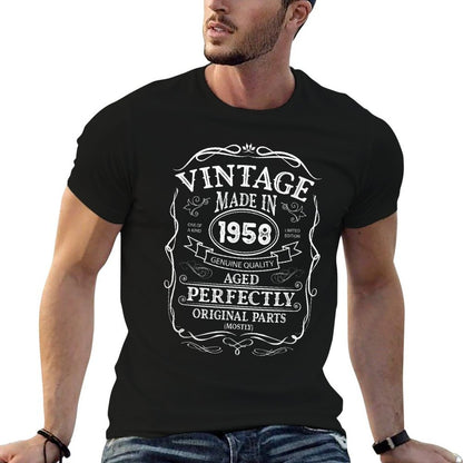 67th Birthday, Retro Vintage Design, Man, Woman 1958  Summer-ready Fabric T-Shirt