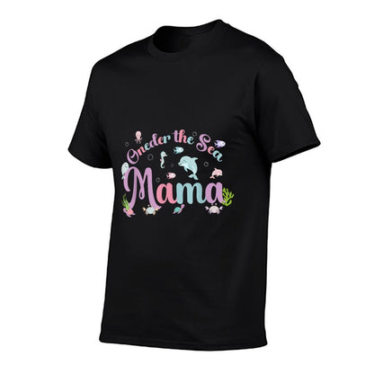 Oneder The Sea Mama Birthday Girl Boy Matching Family Party  Ribbed Collar T-Shirt