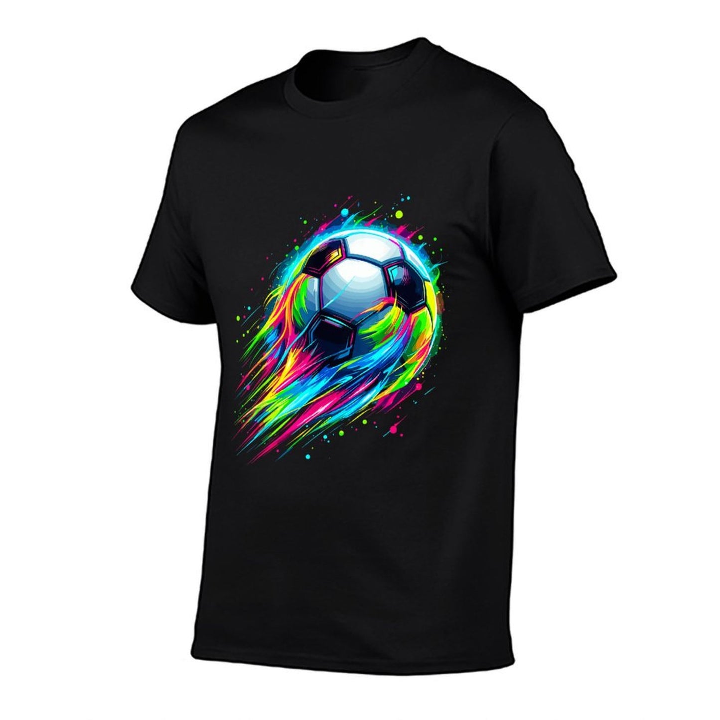 Soccer Colorful Tie Dye Soccer Ball  Ribbed Collar T-Shirt