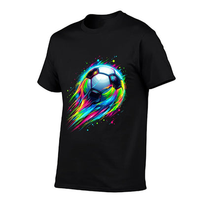 Soccer Colorful Tie Dye Soccer Ball  Ribbed Collar T-Shirt