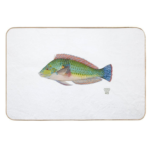 Green Parrot Fish  Repositionable Bath Mat