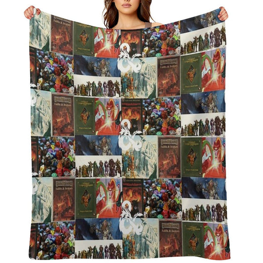 D&D Collage Sustainable Throw Blanket