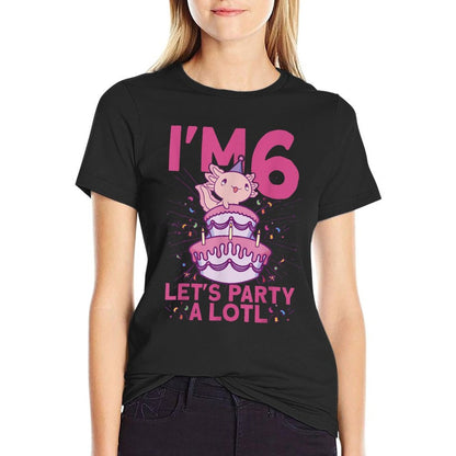 I'm 6 Bday Axolotl Party Cute 6th Birthday Kids Axolotl  Oversized Silhouette T-Shirt