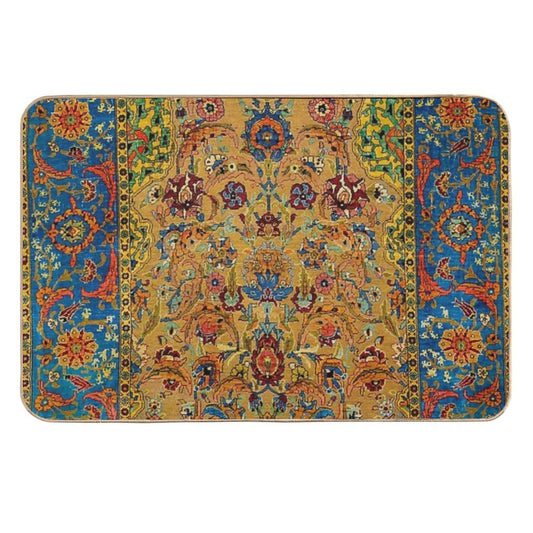 Hereke Vintage Persian Silk Rug Print  Absorbent Bath Mat