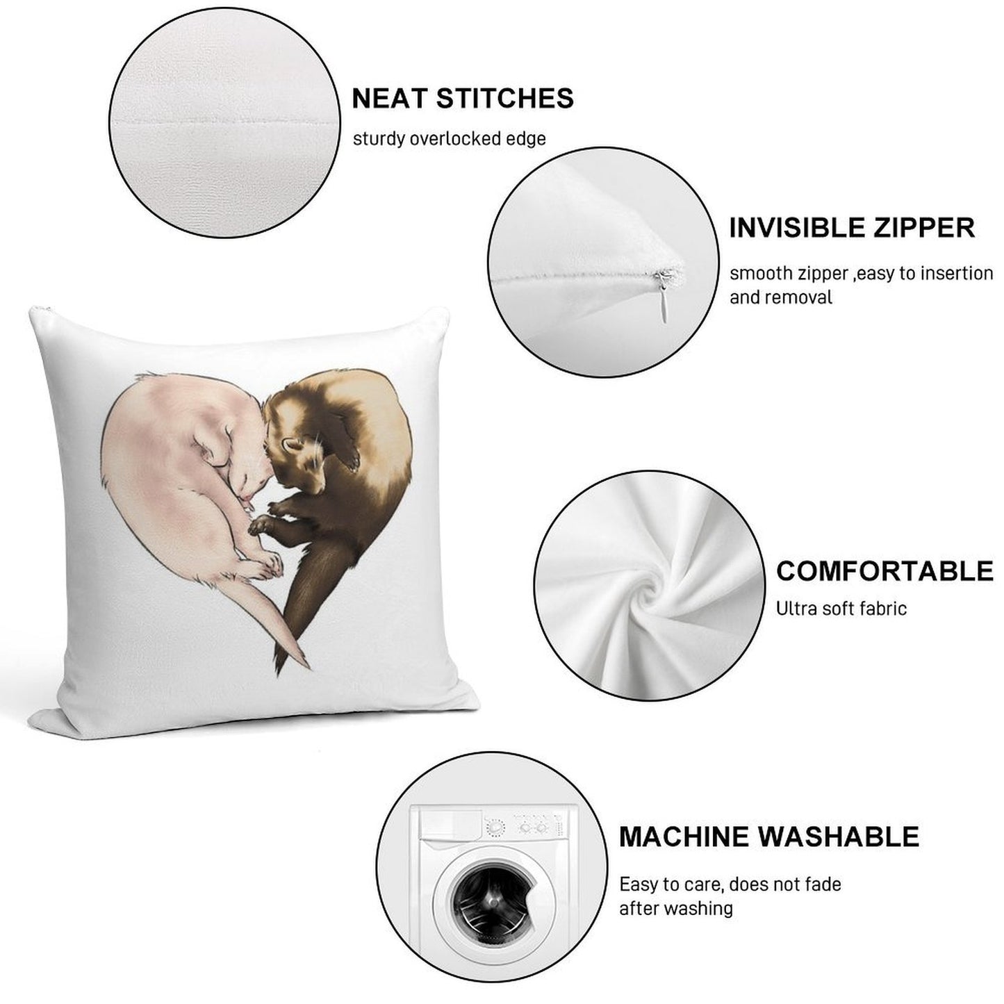 Ferret Love Soft High-Density Material Throw Pillow