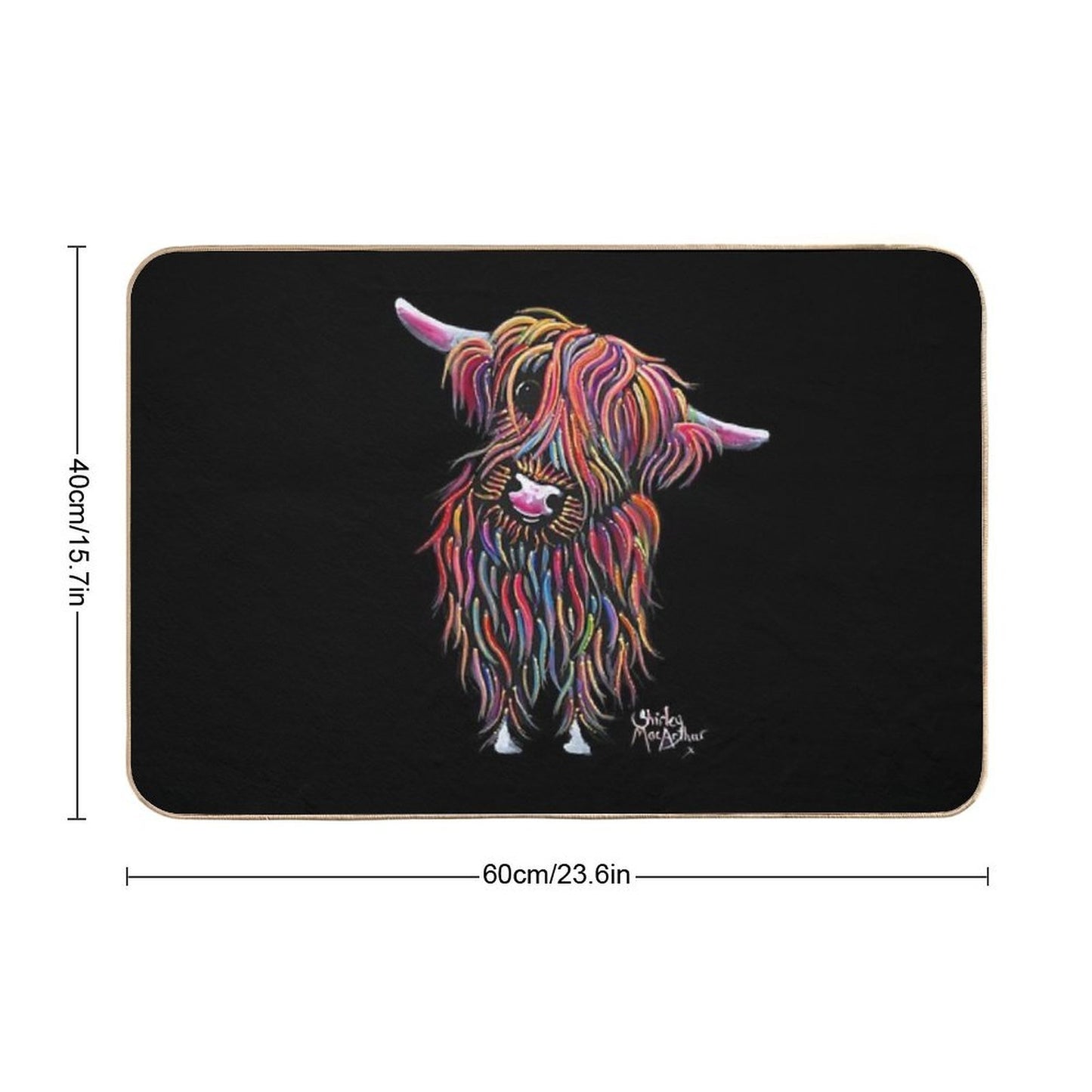 Scottish Highland Cow ' BoLLY ' by Shirley MacArthur  Anti-Trip Bath Mat