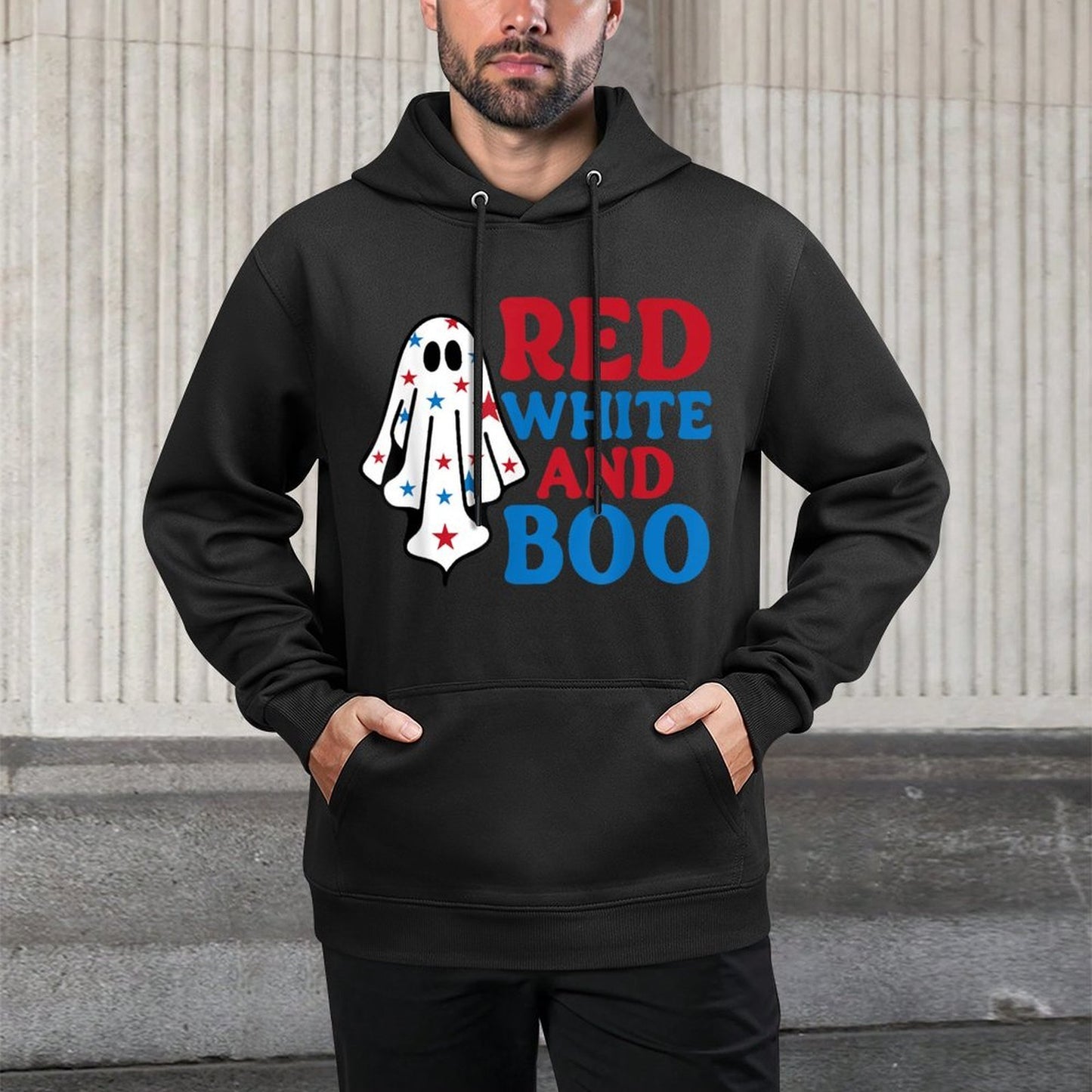 4th of July Ghost, Red White And Boo Patriotic Halloween USA Easy Care Hoodie