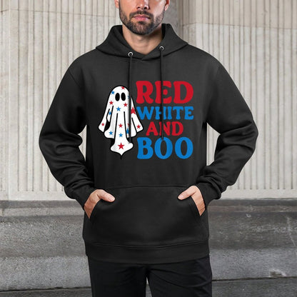 4th of July Ghost, Red White And Boo Patriotic Halloween USA Easy Care Hoodie