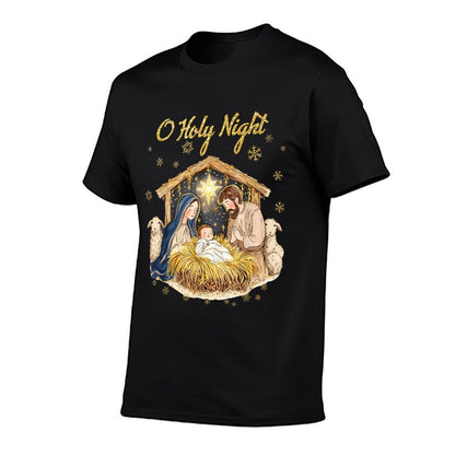 Oh Holy Night Religious Christmas Nativity Scene Funny  Quick-drying T-Shirt