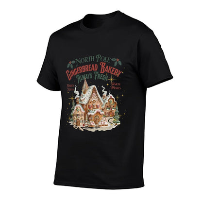 Retro Vintage North Pole Gingerbread Bakery Merry Christmas  Classic T-Shirt