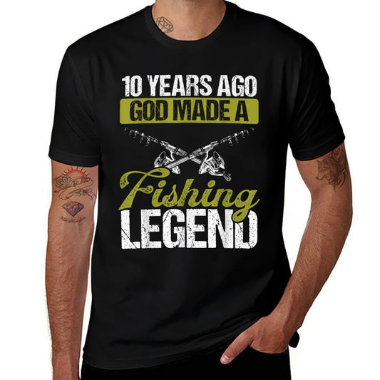10 Year Old Fishing Legend Rod 10 Birthday Fisherman  Vintage-inspired T-Shirt