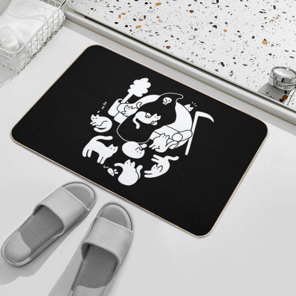 Death And His Cats  Fade-Resistant Bath Mat